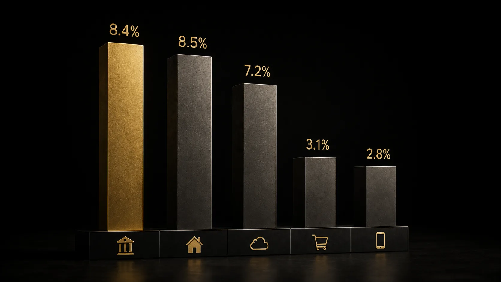 A bar chart showing widely varying conversion rate percentages across different industries